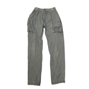 Vintage ACTION WEST Women's Light Wash Denim Cargo Pants Western High‎ Waisted